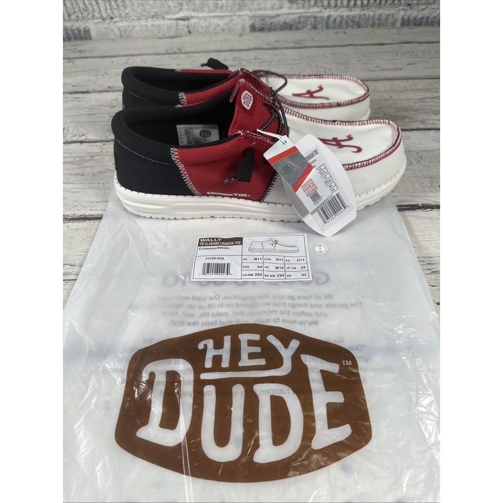 Hey Dude Men's Wally Tri Alabama Crimson Tide Slip-On Loafers Size 11 NWT